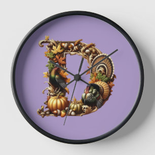 Letter D Thanksgiving style gift  Clock
