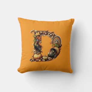 Letter D Thanksgiving style gift Cushion