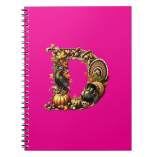 Letter D Thanksgiving style gift Notebook