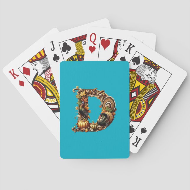 Letter D Thanksgiving style gift  Playing Cards (Back)