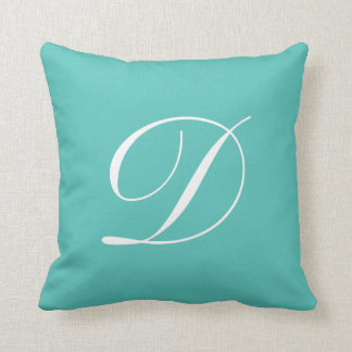 Letter D Turquoise Monogram Pillow