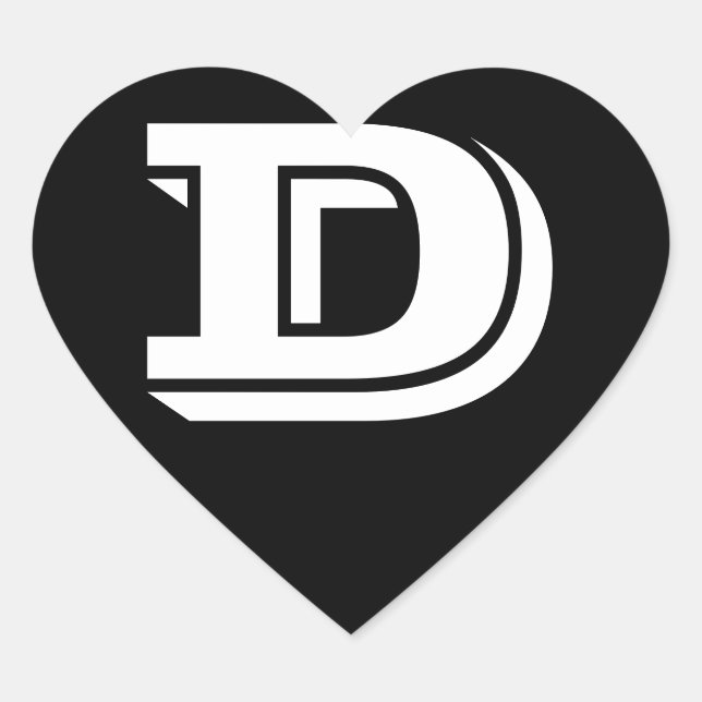 Letter D Vineta Font Black Heart Stickers by Janz (Front)