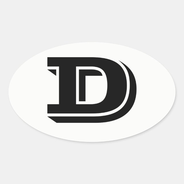 Letter D Vineta Font White Oval Stickers by Janz (Front)
