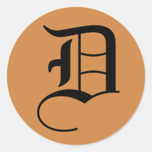 Letter D Wedding Alphabet by Janz Peru Gold Classic Round Sticker