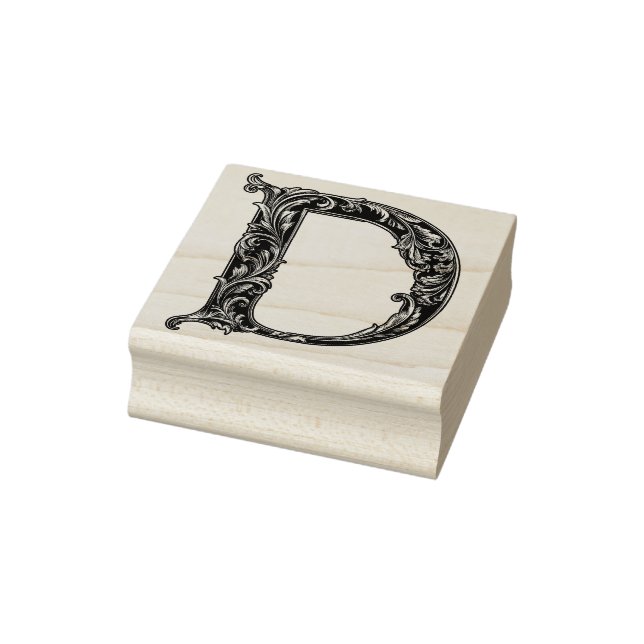 Letter D Wood Art Rubber Stamp (Stamp)