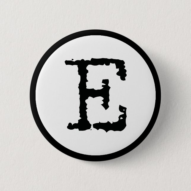 Letter E 6 Cm Round Badge (Front)