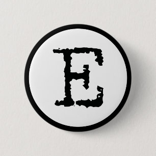 Letter E 6 Cm Round Badge
