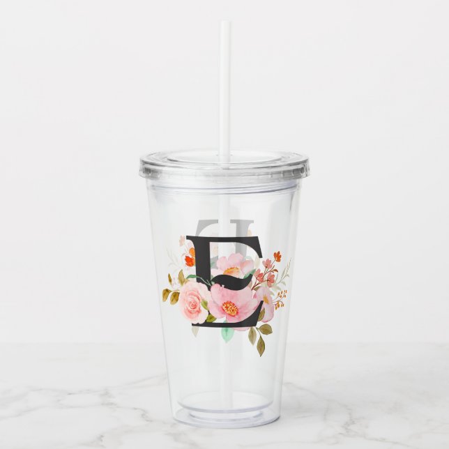 Letter E Acrylic Tumbler (Front)