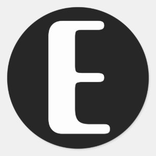 Letter E Amelia Alphabet by Janz Black Classic Round Sticker