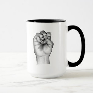 Letter E: American Sign Language: Pencil Drawing Mug