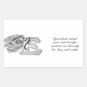 Letter E angel monogram alphabet initial black and Rectangular Sticker