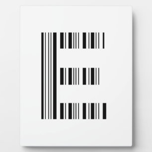 LETTER E BAR CODE First Initial Barcode Pattern Plaque
