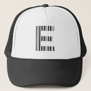 LETTER E BAR CODE First Initial Barcode Pattern Trucker Hat