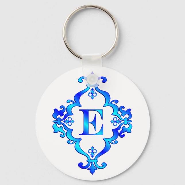 Letter E Blue Key Ring (Front)