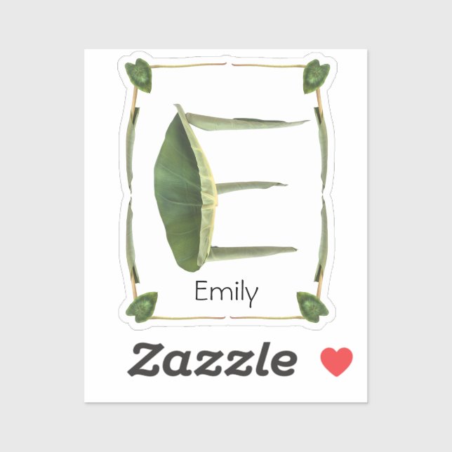 Letter E Botanical Green leaves - Monogram E (Sheet)