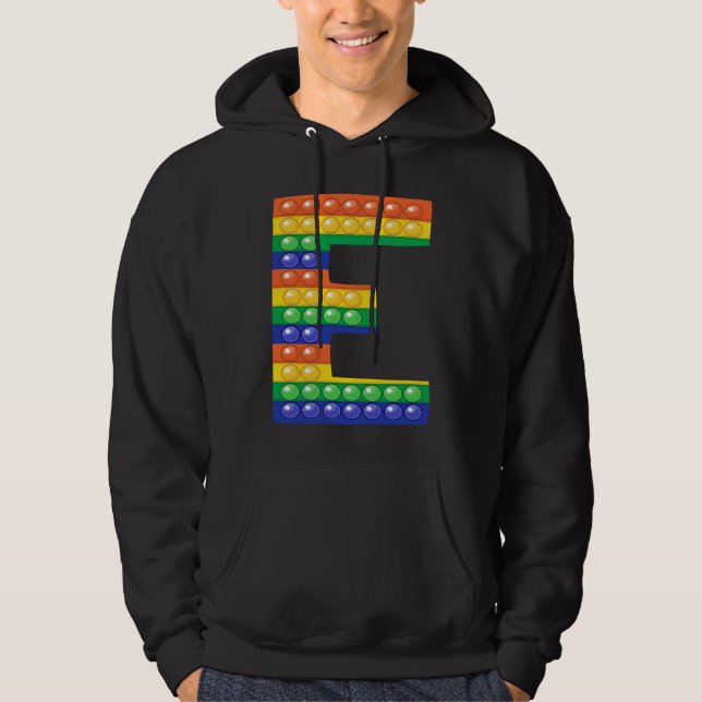 Letter E Capital Alphabet Fidget pop it Funny Matc Hoodie (Front)