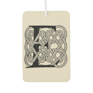 Letter E Celtic Knot Vintage Monogram Car Air Freshener