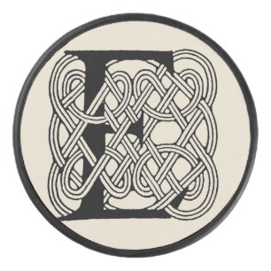 Letter E Celtic Knot Vintage Monogram Hockey Puck