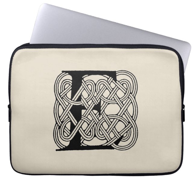 Letter E Celtic Knot Vintage Monogram Laptop Sleeve (Front)