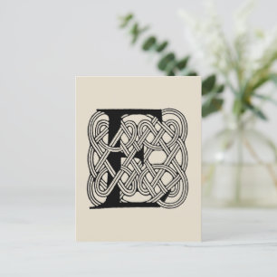 Letter E Celtic Knot Vintage Monogram Postcard