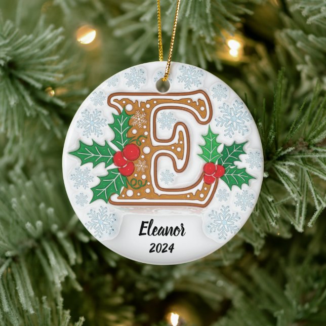 Letter E Custom Christmas Ceramic Tree Decoration (Tree)