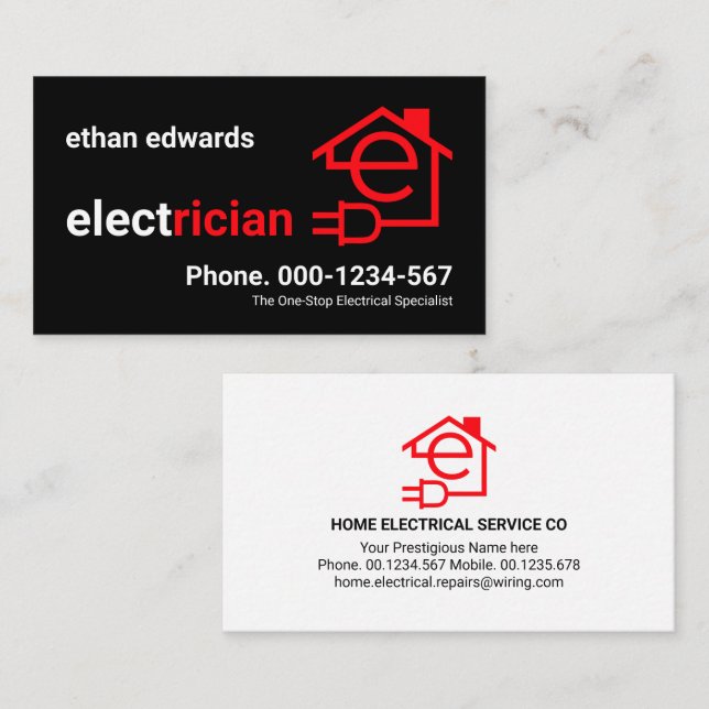 Letter-e Electrician Electrical Circuit Business Card (Front/Back)