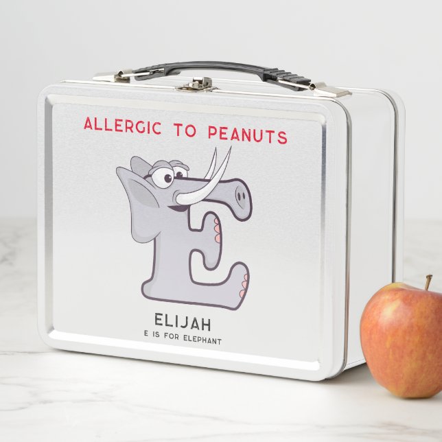 Letter E Elephant Name Allergies Back To School Metal Lunch Box (In Situ)
