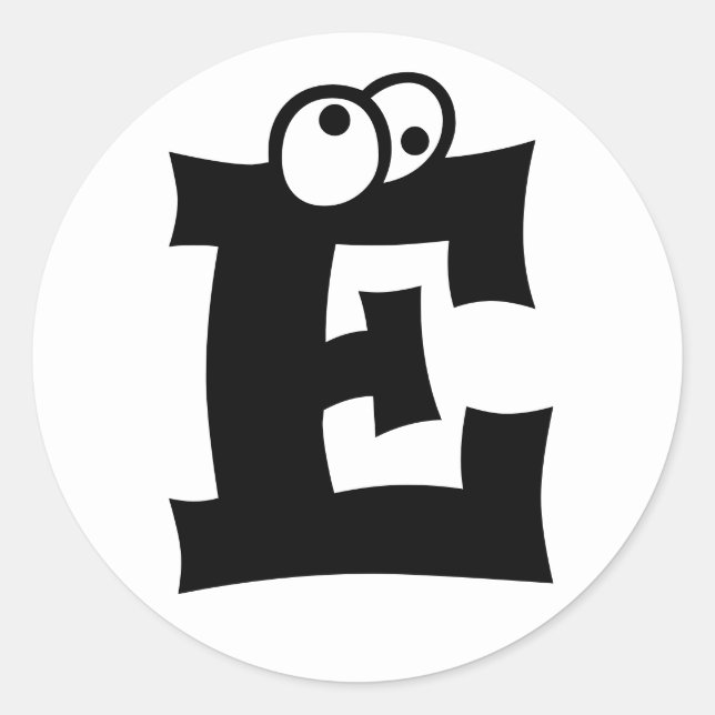 Letter E Eyeballs Alphabet by Janz White Classic Round Sticker (Front)