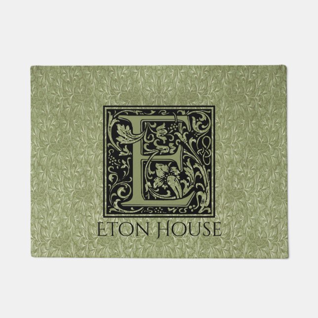 Letter E First Letter Monogram Personalised Doormat (Front)