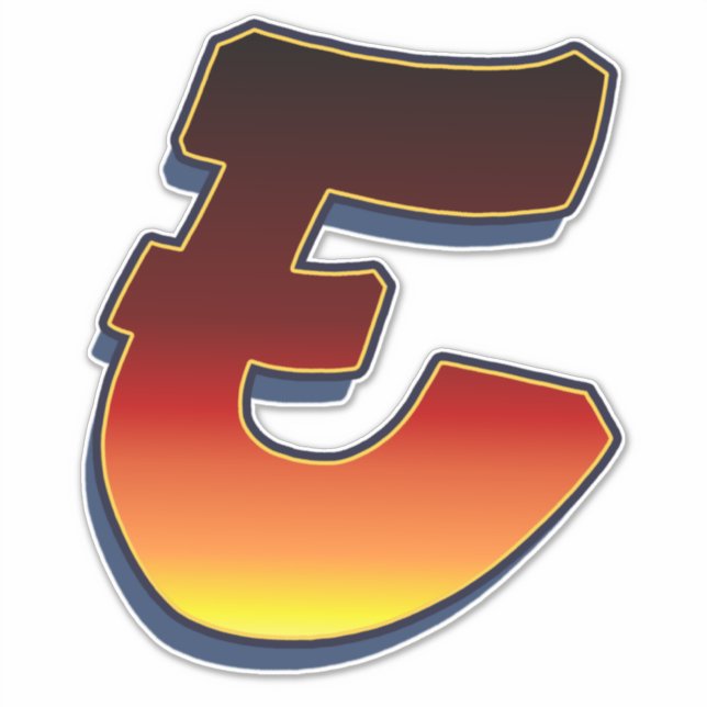 Letter E - flames Sticker (Front)