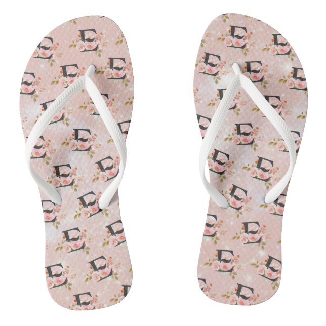 Letter E Flip Flops (Footbed)