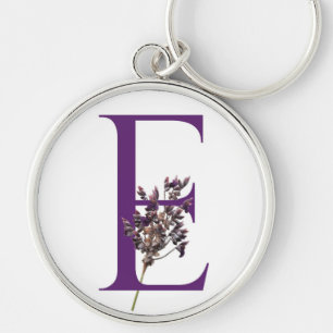 Letter E Floral Keychain