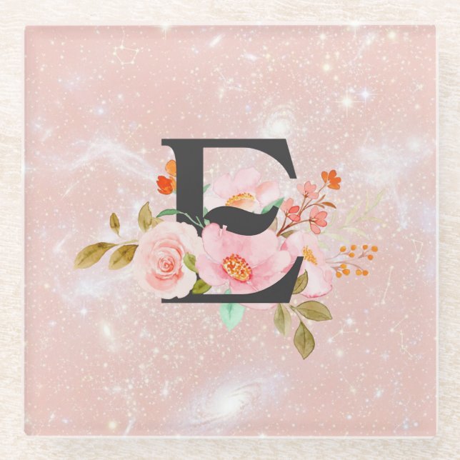 Letter E Glass Coaster (Front)