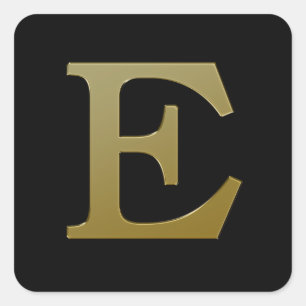 Letter E Gold Square Sticker