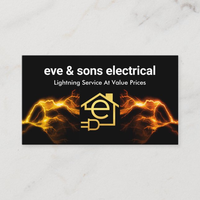 Letter-e Home Electrical Lightning Frame Business Card (Front)