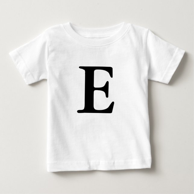 Letter E initial monogrammed t shirt (Front)