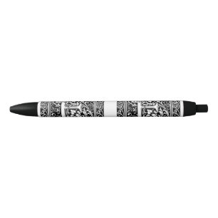 Letter E Mediaeval Monogram Art Nouveau Black Ink Pen