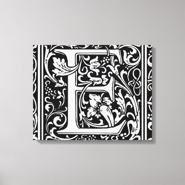 Letter E Mediaeval Monogram Art Nouveau Canvas Print (Front)