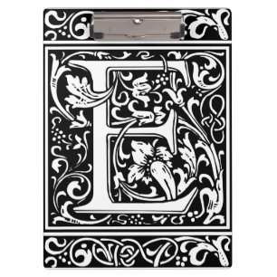 Letter E Mediaeval Monogram Art Nouveau Clipboard
