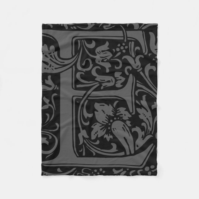 Letter E Mediaeval Monogram Art Nouveau Fleece Blanket (Front)