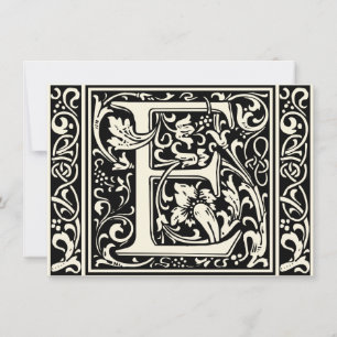 Letter E Mediaeval Monogram Art Nouveau Invitation