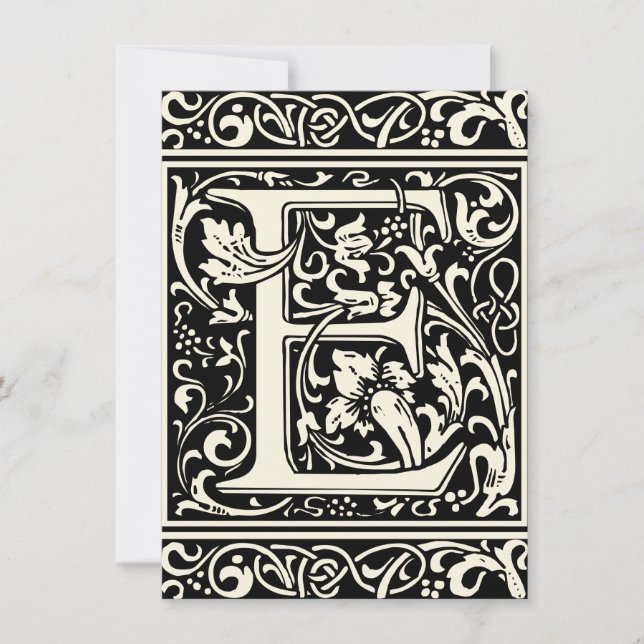 Letter E Mediaeval Monogram Art Nouveau Invitation (Front)