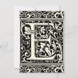 Letter E Mediaeval Monogram Art Nouveau Invitation