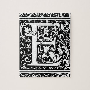 Letter E Mediaeval Monogram Art Nouveau Jigsaw Puzzle