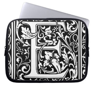 Letter E Mediaeval Monogram Art Nouveau Laptop Sleeve