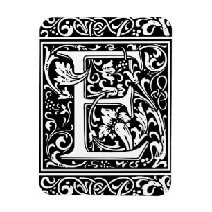 Letter E Mediaeval Monogram Art Nouveau Magnet