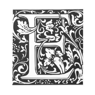 Letter E Mediaeval Monogram Art Nouveau Notepad