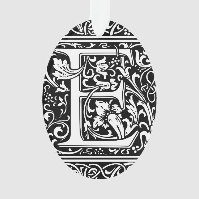 Letter E Mediaeval Monogram Art Nouveau Ornament (Back)