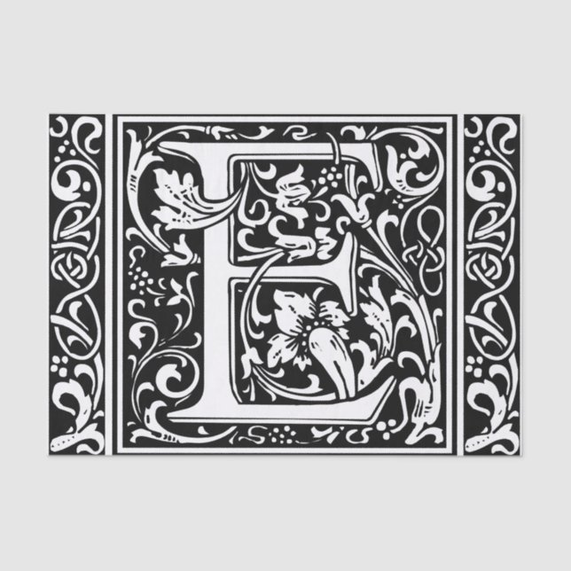 Letter E Mediaeval Monogram Art Nouveau Tissue Paper (Front)