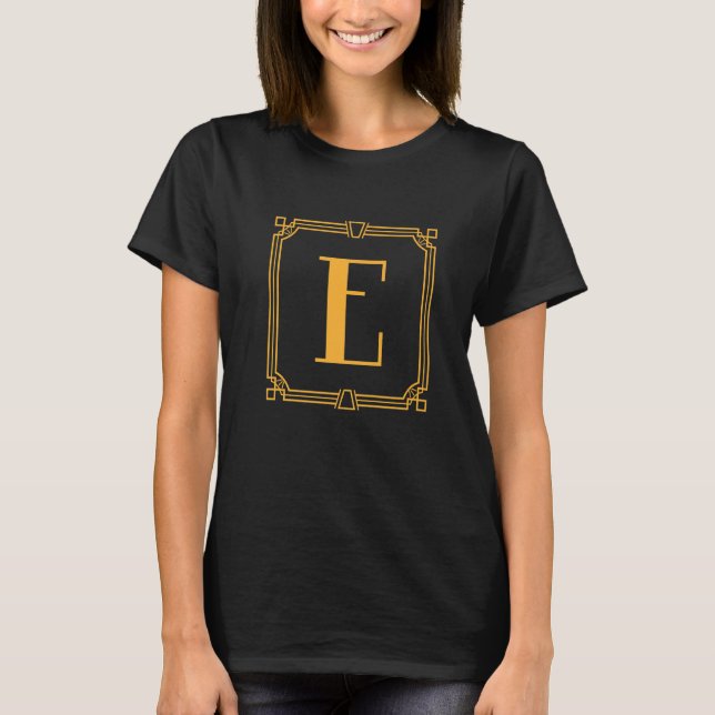 Letter E Monogram Alphabet E Initial Geometric Dec T-Shirt (Front)